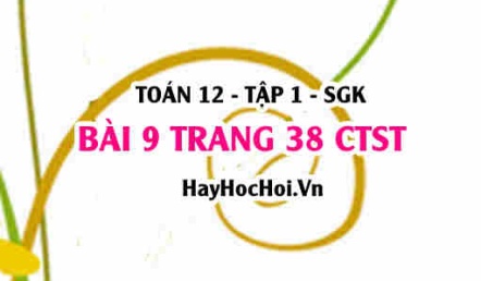 Bài 9 trang 38 Toán 12 tập 1 Chân trời sáng tạo